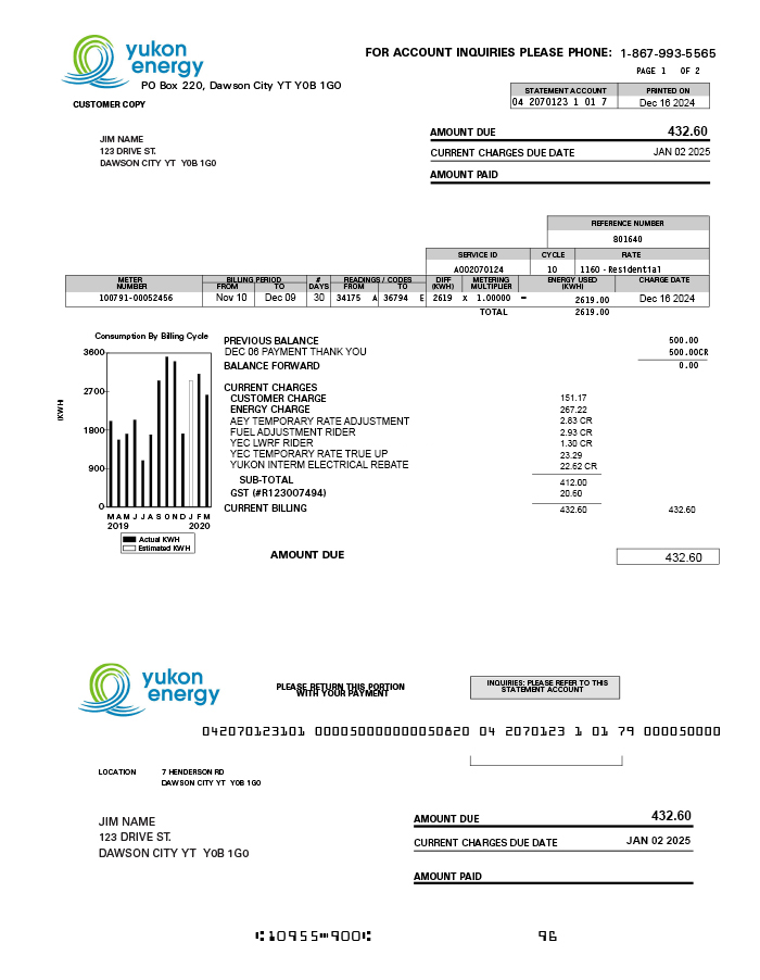 Sample Bill